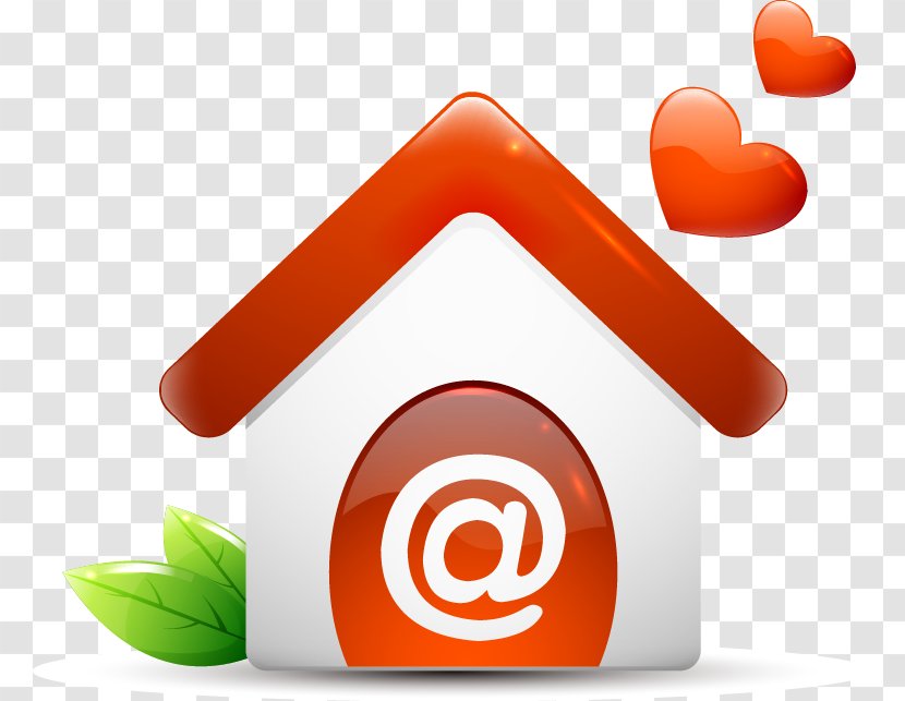 Hand-painted Red Heart-shaped House Network - Symbol - Orange Transparent PNG