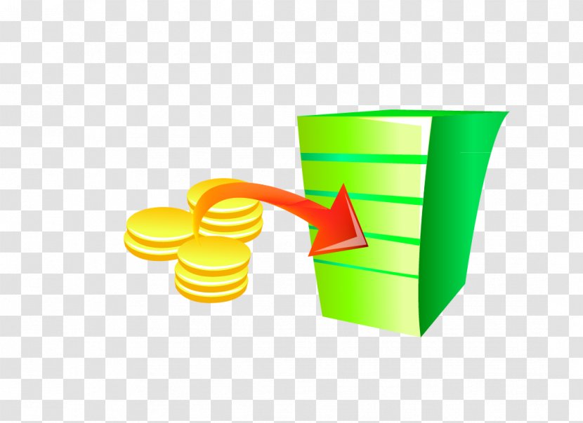 Abacus Illustration - Cartoon - Green Arrow Box Of Gold Coins Transparent PNG