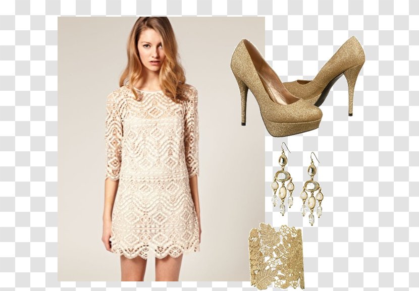 Wedding Dress Lace Clothing Sleeve - Pocket - Gold Transparent PNG