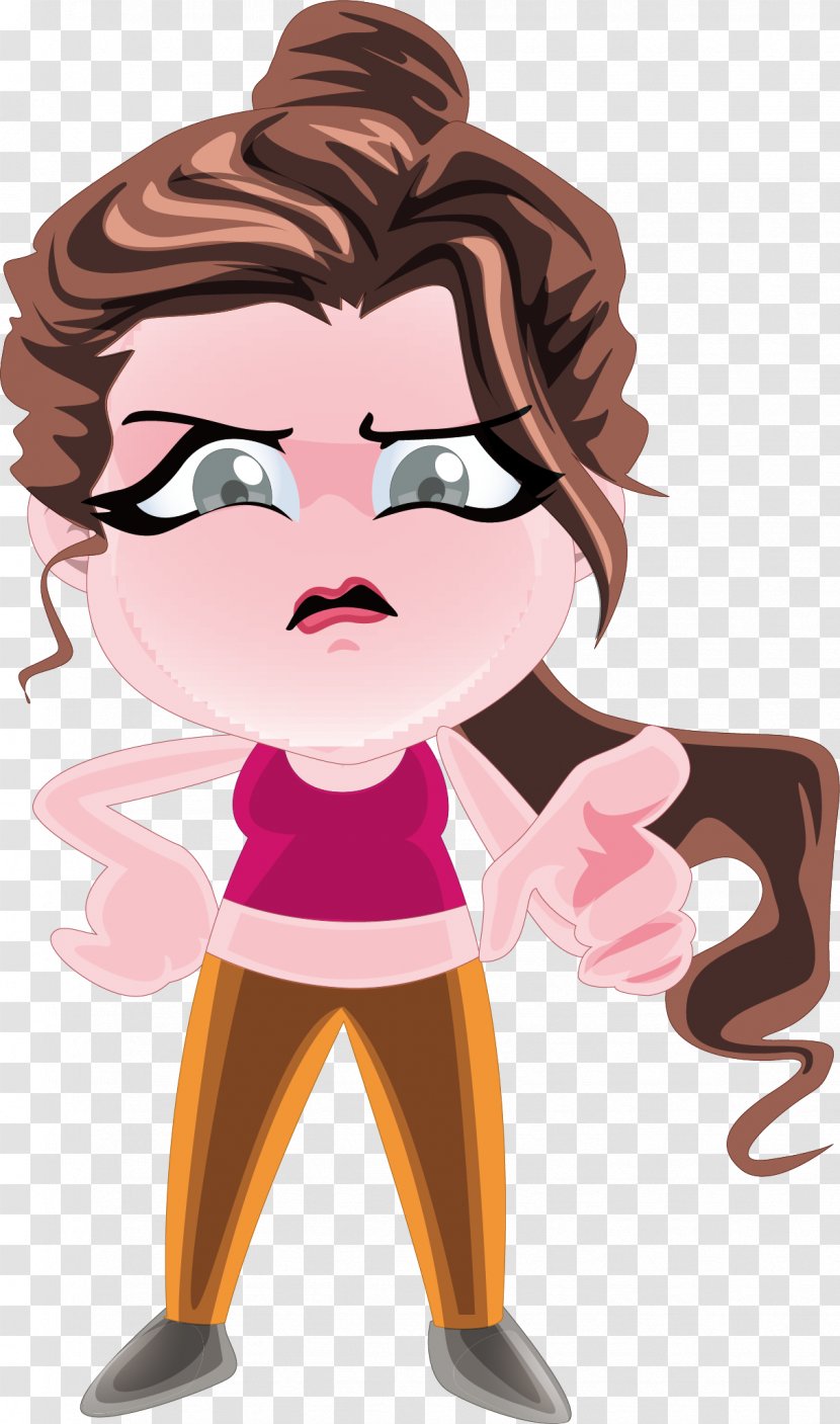 Cartoon Woman Illustration - Heart - Long Haired Transparent PNG
