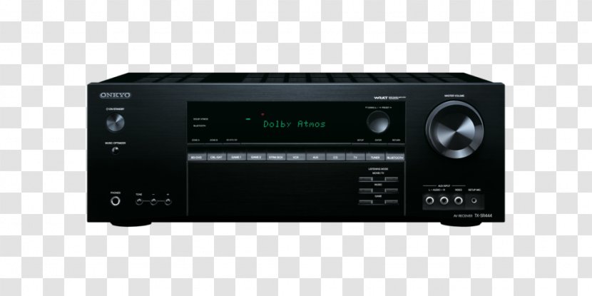 Home Theater Systems AV Receiver Dolby Atmos Onkyo TX-SR444 - Audio - Electronics Transparent PNG