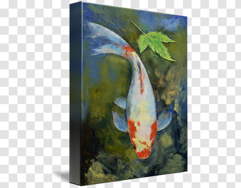 Koi Watercolor Painting Canvas Print - Freshwater Aquarium - Japanese Garden Transparent PNG