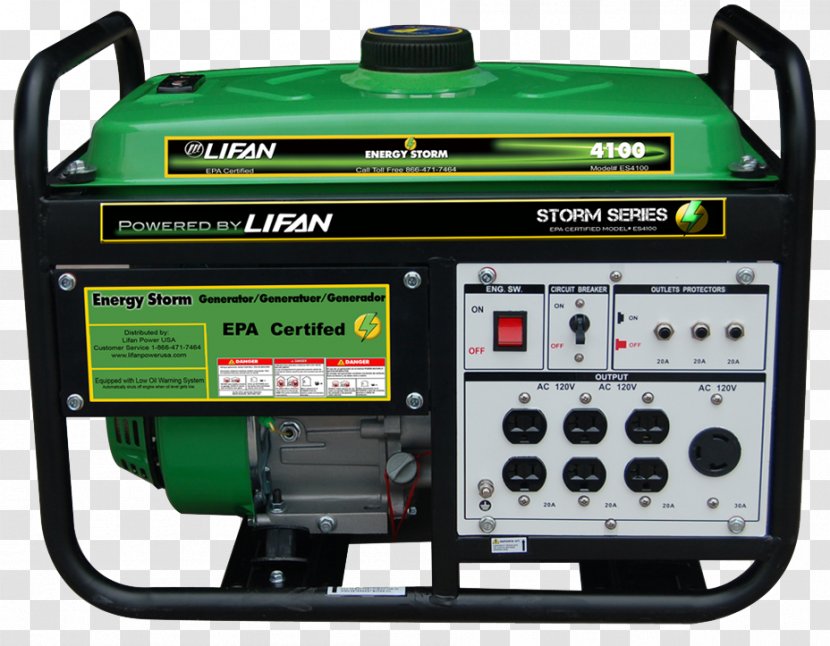 Lifan Group Electric Generator LIFAN Power USA Energy Storm 2200 ES4100 4000 - Gas - Fuel Transparent PNG