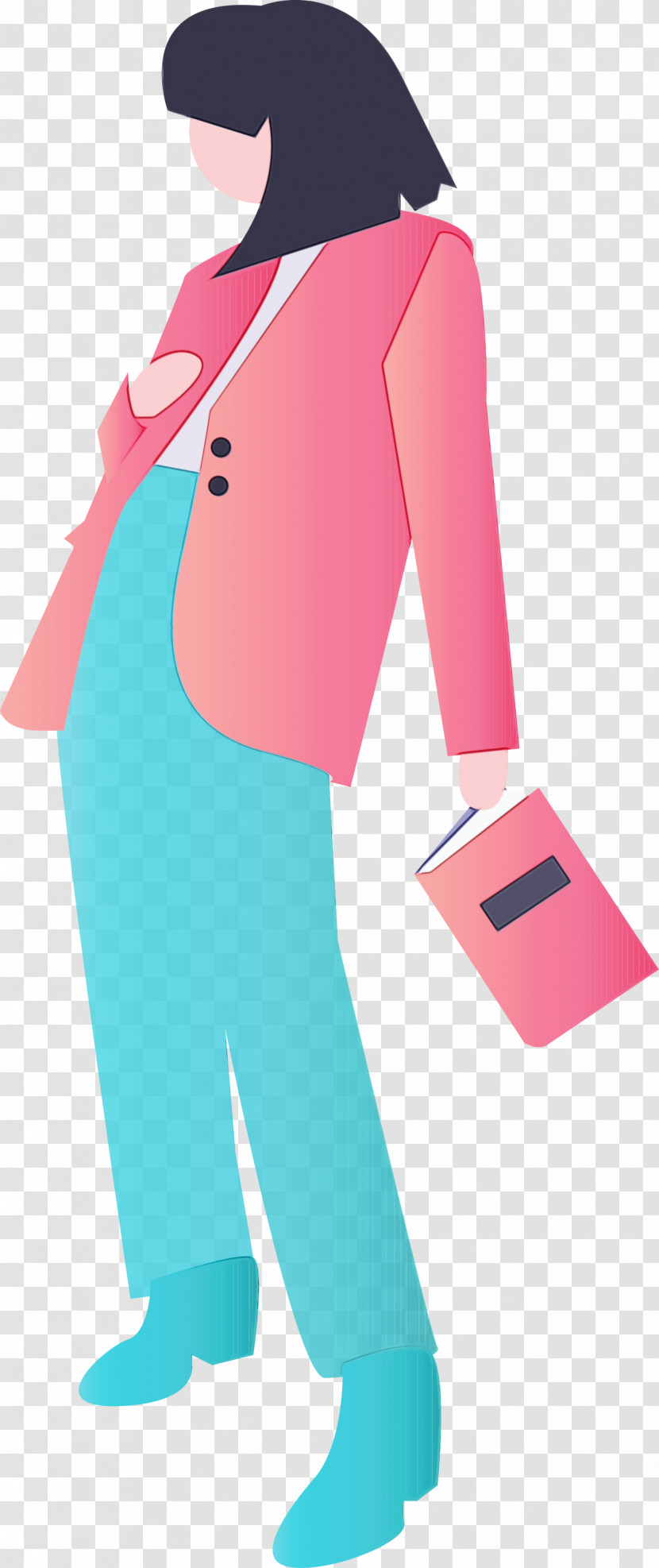 Pink Standing Outerwear Trousers Sleeve Transparent PNG