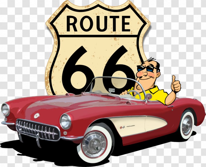 Los Angeles U.S. Route 66 Guam Corvette Restorations Road - Vintage Car Transparent PNG
