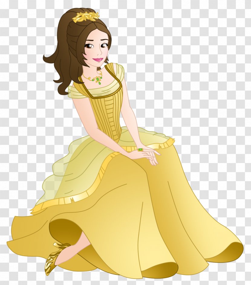 Yellow Cartoon Costume Design Fashion Illustration Gown - Victorian Dress Transparent PNG