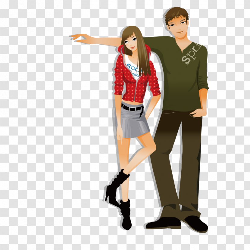 Cartoon Boyfriend Clip Art - Tartan - Woman Leaning On The Arm Of Transparent PNG