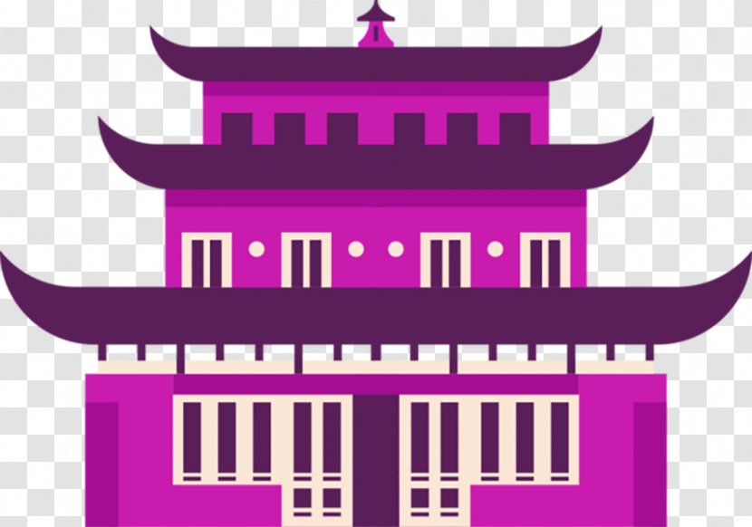 China Chinese Architecture Illustration - Purple - Retro Building Transparent PNG