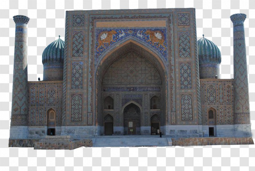 Registan Khanqah Madrasa Mosque Facade - Place Of Worship - Samarkand Transparent PNG