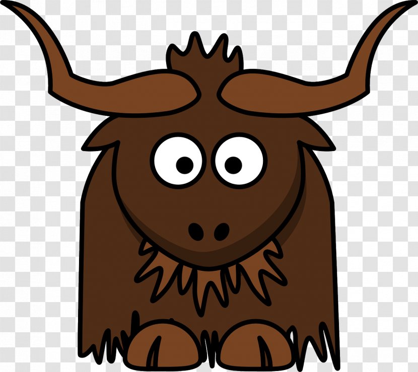 Domestic Yak Clip Art - Cow Goat Family - Brown Transparent PNG
