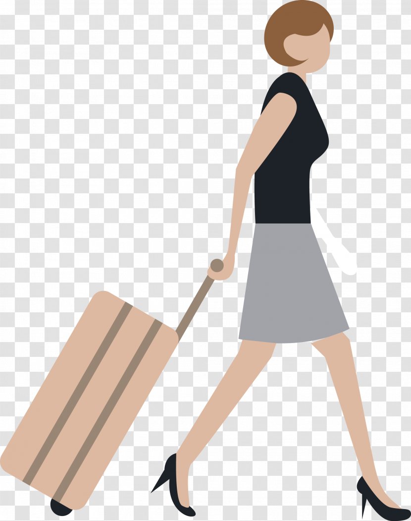 Travel Baggage Photography Icon - Silhouette - A Woman Towing Her Suitcase Transparent PNG