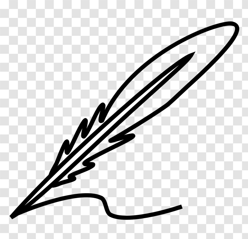 Feather Quill Black And White Clip Art - Cliparts Transparent PNG