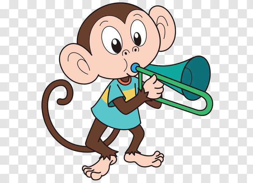 Trombone Cartoon Drawing Royalty-free Clip Art - Tree - Monkeys With Trumpets Transparent PNG