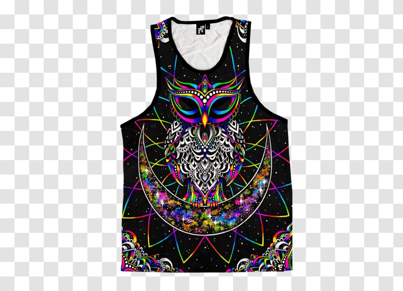 Owl T-shirt Sleeveless Shirt Electro Threads - Festival Clothing Transparent PNG