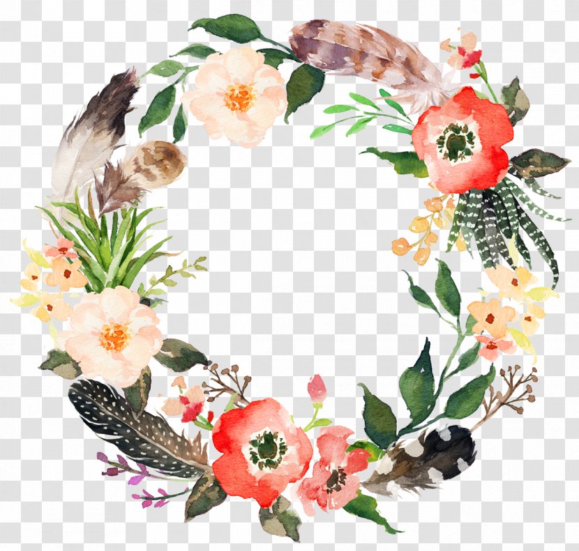 Flower Wreath Watercolor Painting Garland - Cut Flowers - Delicate Floral Transparent PNG