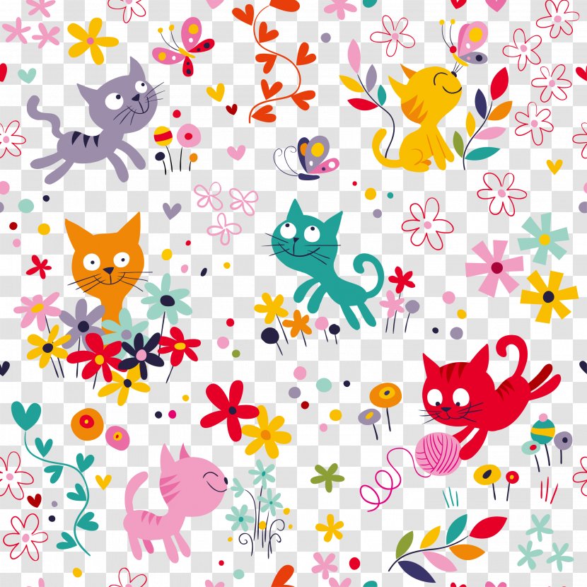 Cat Play And Toys Kitten Illustration - Point - Background Cartoon Collection Transparent PNG