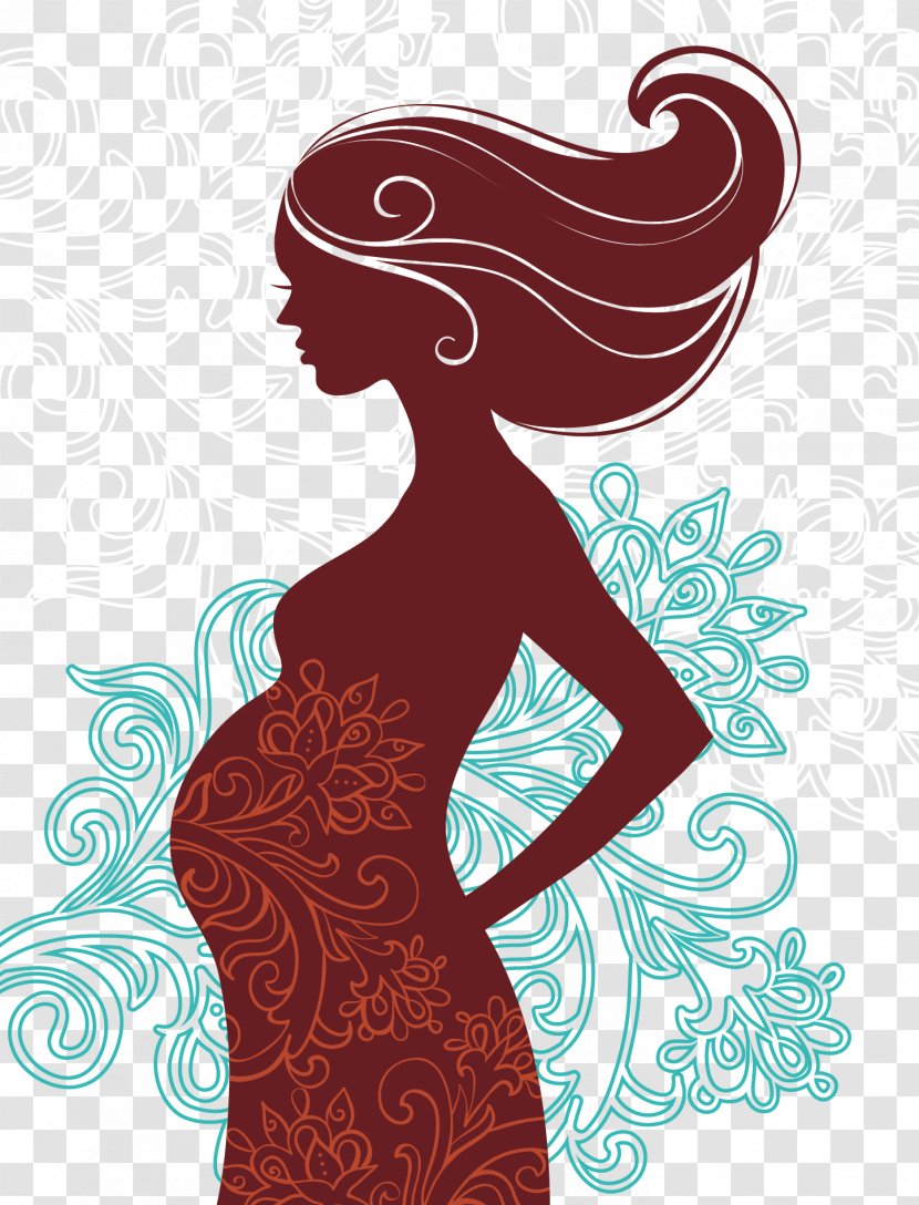 Pregnancy Poster Woman Illustration - Silhouette - Pregnant Women Transparent PNG