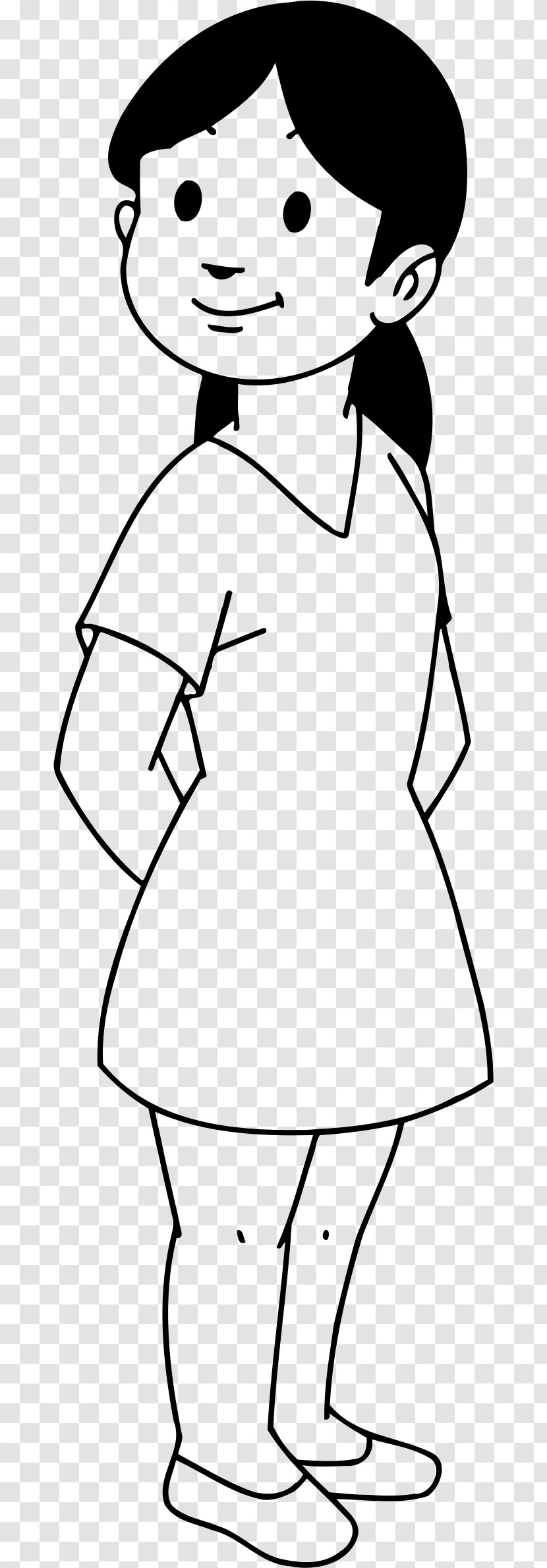 Line Art Child Drawing Woman Clip - Silhouette Transparent PNG