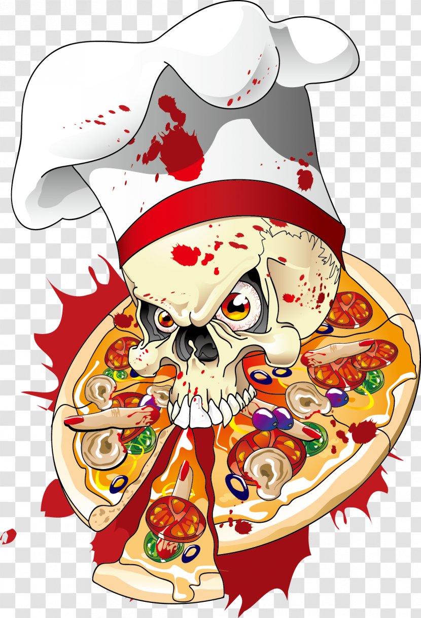 Pizza Skull Delivery Illustration - On The Transparent PNG