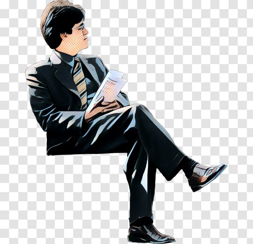 Man Cartoon - Suit - Style Black Hair Transparent PNG