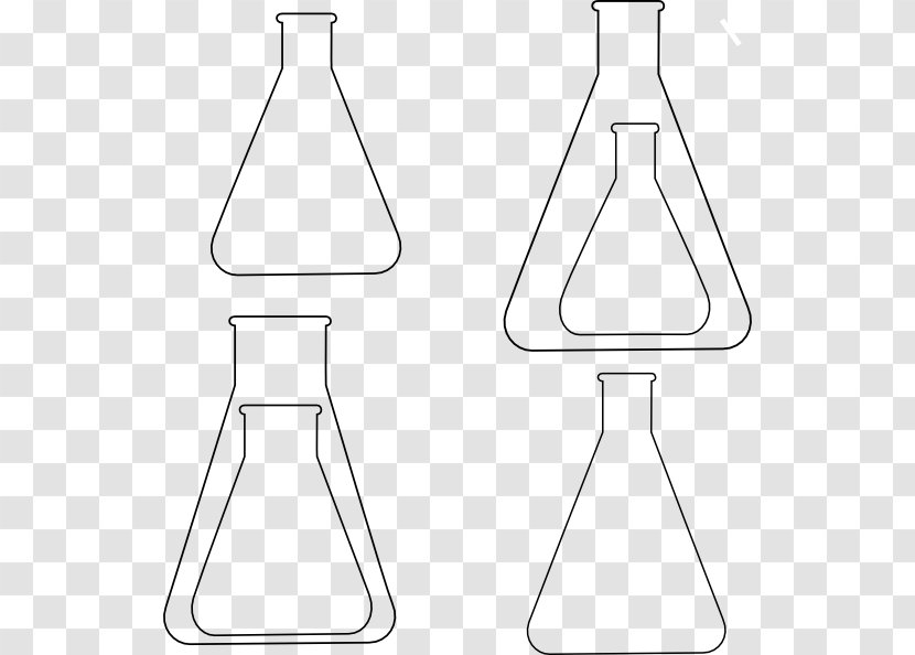 Symmetry Black And White Line Art Pattern - Laboratory Flask - Glassware Cliparts Transparent PNG