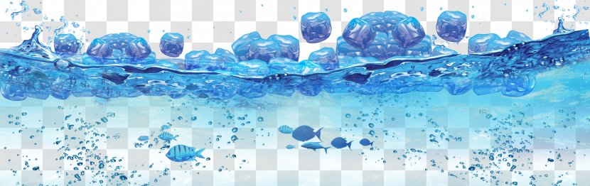 Seawater Seabed Ice - Blue - Beautiful Fine Sea Spray Fish Undersea Background Transparent PNG