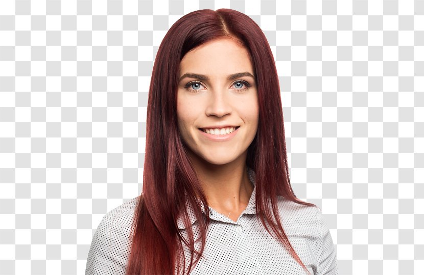 Brown Hair Coloring Red Long - Watercolor Transparent PNG