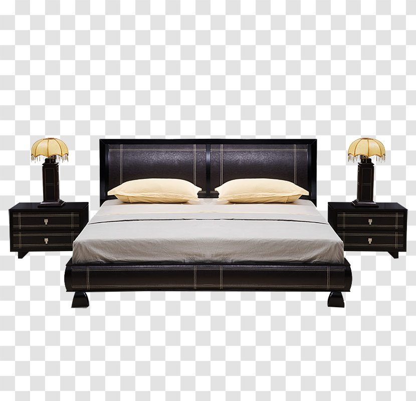 Bed Frame Bedroom Furniture Headboard - Pie De Cama - Modern And Simple Leather Wood Transparent PNG