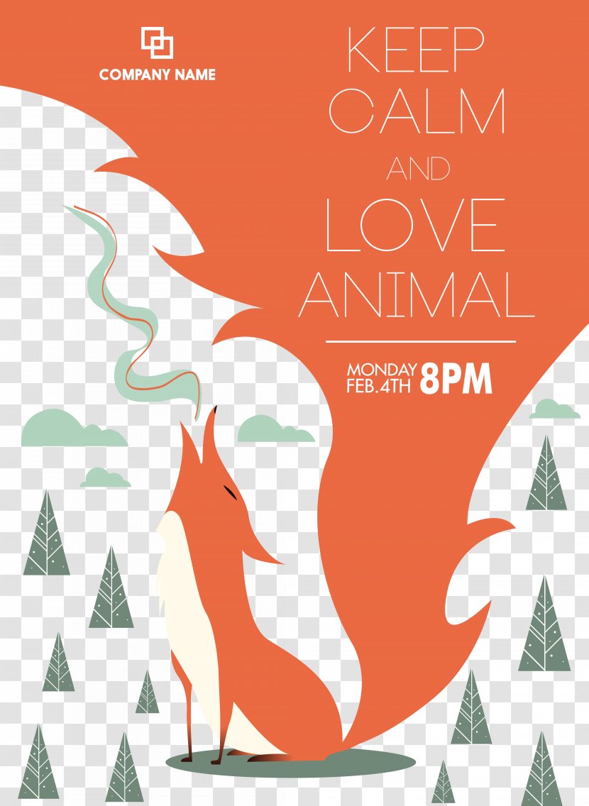 Graphic Design Poster Illustration - Drawing - Red Fox Transparent PNG