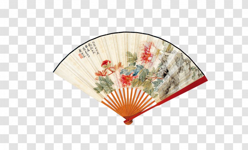 Hand Fan Ink Wash Painting - Chinese - Landscape Folding Transparent PNG