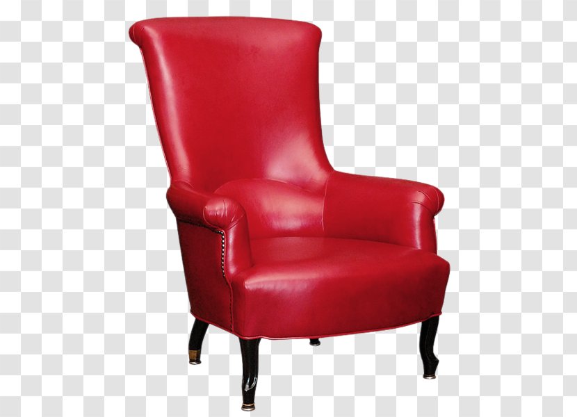 Chair Couch Leather Ottoman - Upholstery - Cartoon Red Armchair Transparent PNG
