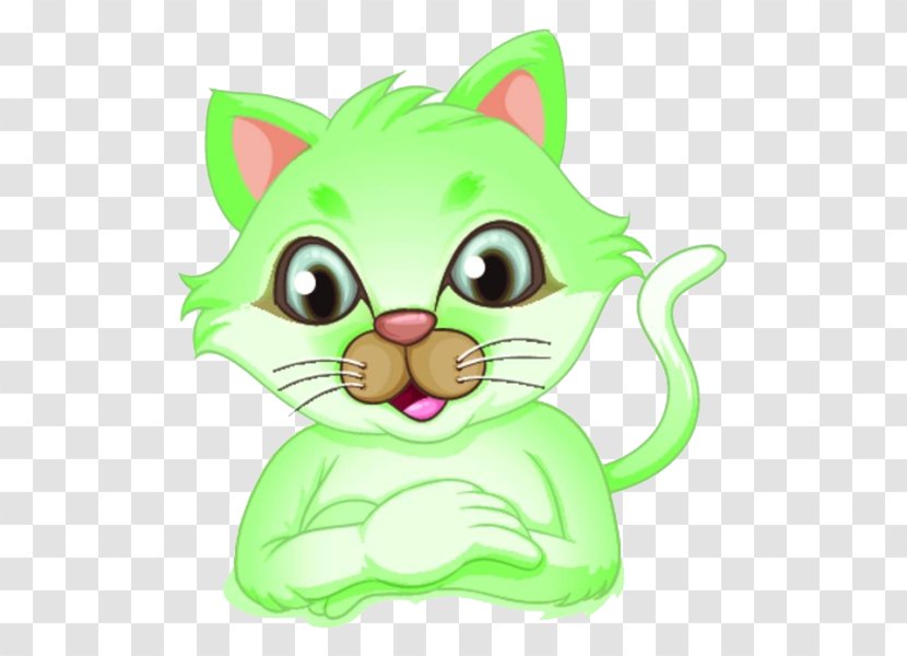 Cat Kitten Illustration - Flower - Green Nose Transparent PNG