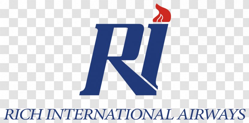 Logo Rich International Airways Brand - Blue - Text Transparent PNG