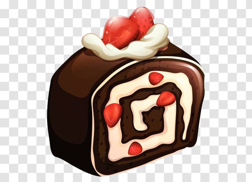 Molten Chocolate Cake Swiss Roll Bakery Custard - Strawberry Transparent PNG