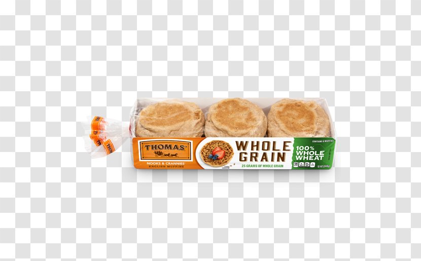 English Muffin Thomas' Whole Grain Wheat Bread - Health - Grains Transparent PNG