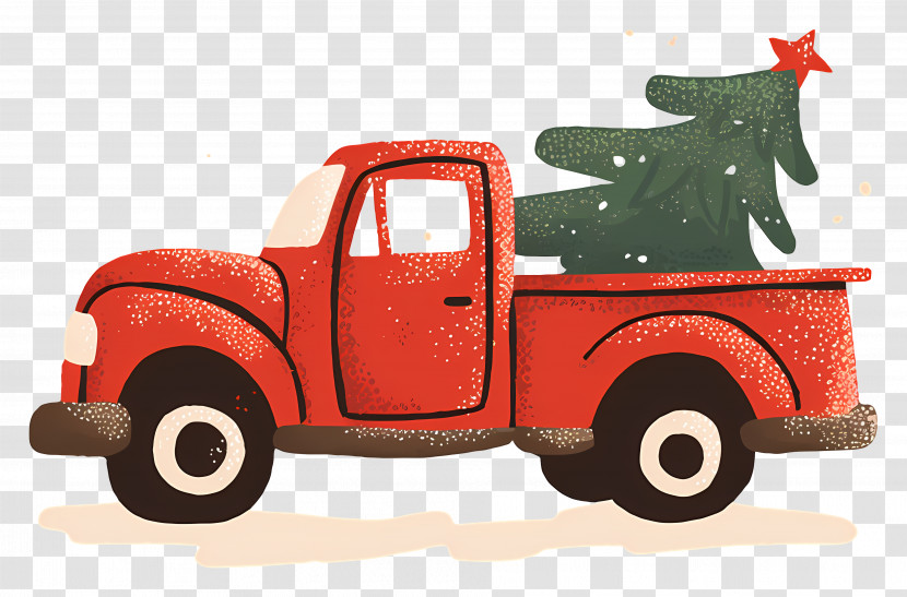 Christmas Truck - Red Truck With Christmas Tree Transparent PNG