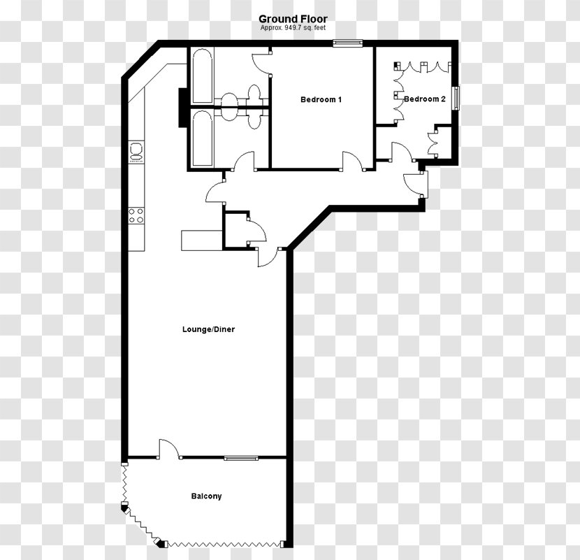 Apartment Furniture Floor Plan Bedroom - Living Room Transparent PNG