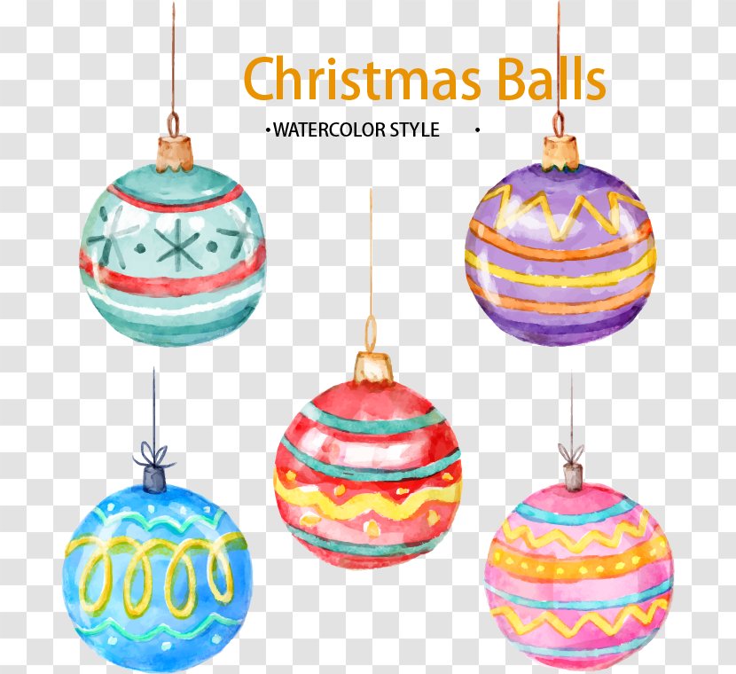 Christmas Ornament Watercolor Painting Ball - Decoration - Balls Five Transparent PNG