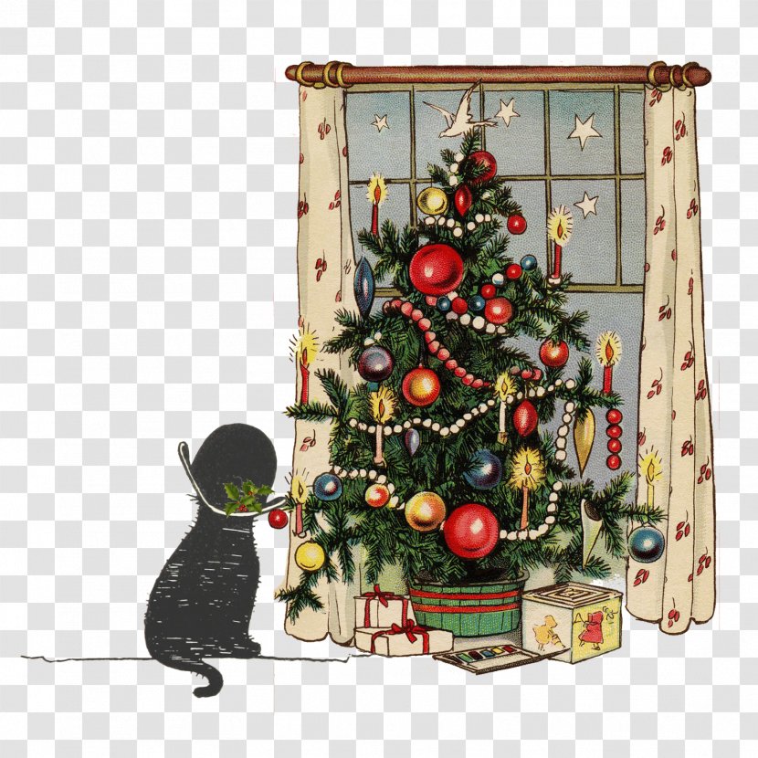 Christmas Tree Card Ornament Kartka - Real Photo Postcard - Hat Bowler Transparent PNG