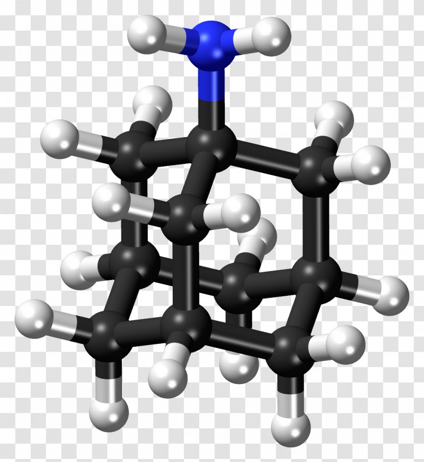 Amantadine Memantine Adamantane Amine Drug - Organic Compound - Ballandstick Model Transparent PNG