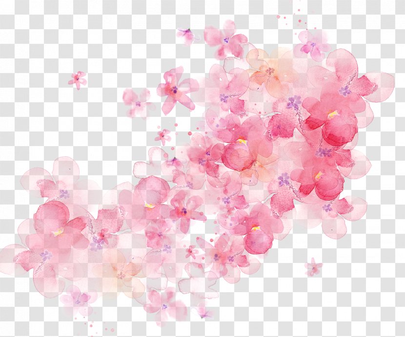 Watercolour Flowers Watercolor Painting Pink - Flower Transparent PNG