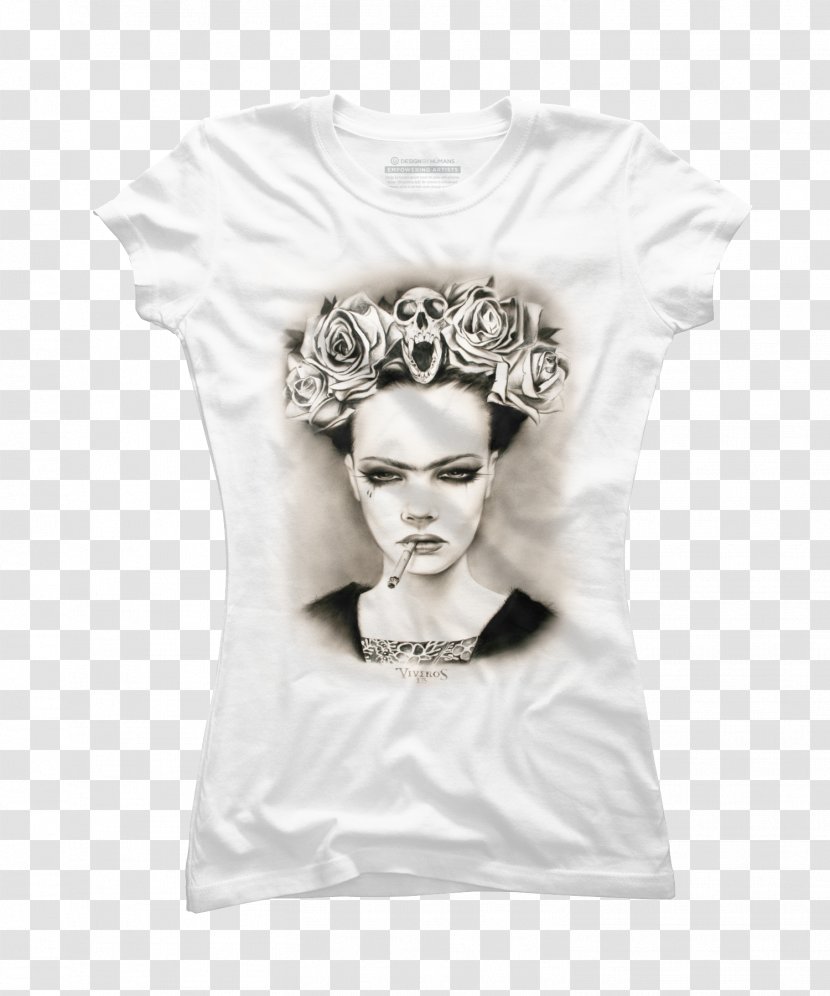 Printed T-shirt Hoodie Top - Woman - FRIDA Transparent PNG