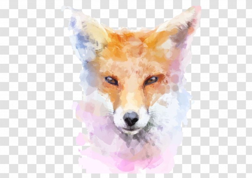 Fox Watercolor Painting Stock Illustration - Dog Like Mammal - Hand Painted Transparent PNG