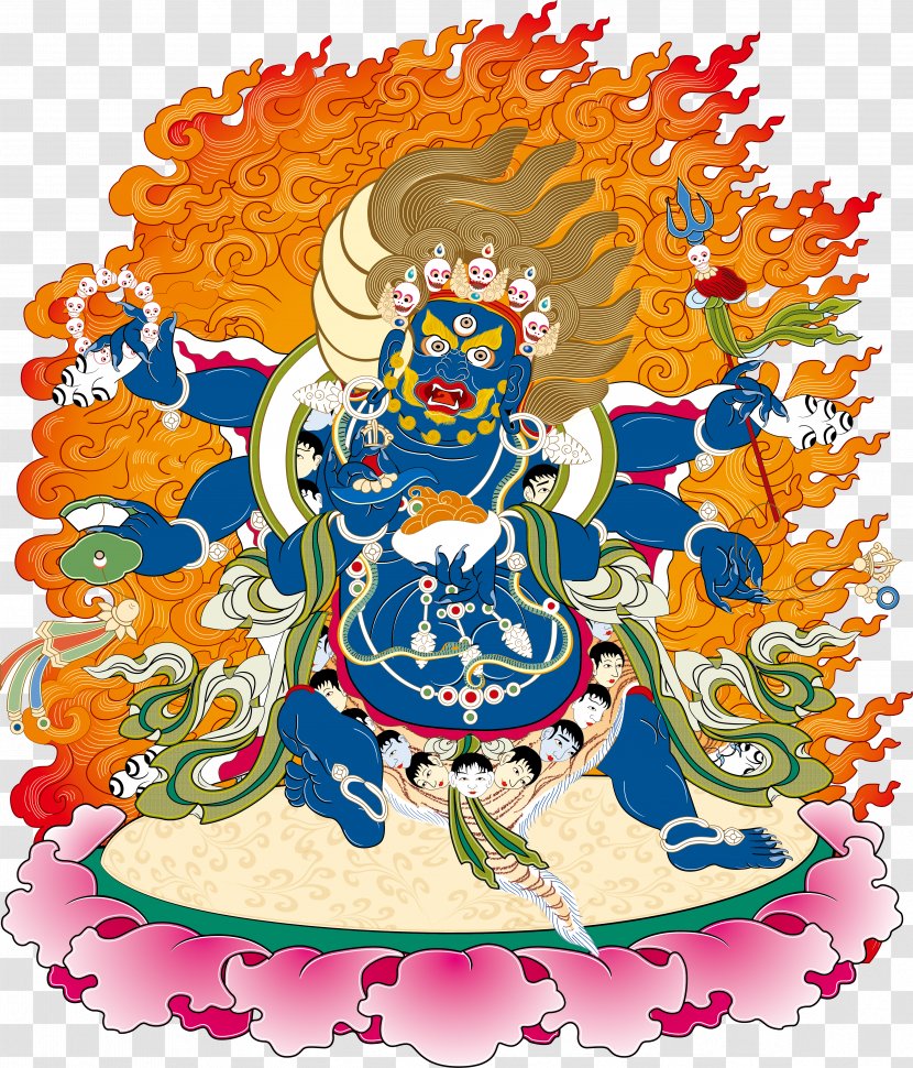 Yamantaka Wisdom King Marici Thangka - Recreation - Tibetan Buddhism Figure Weide Kong Vector Transparent PNG