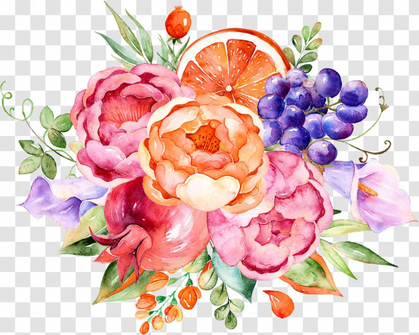 Flower Fruit Watercolor Painting - Wedding Invitation - Floral Decoration Transparent PNG