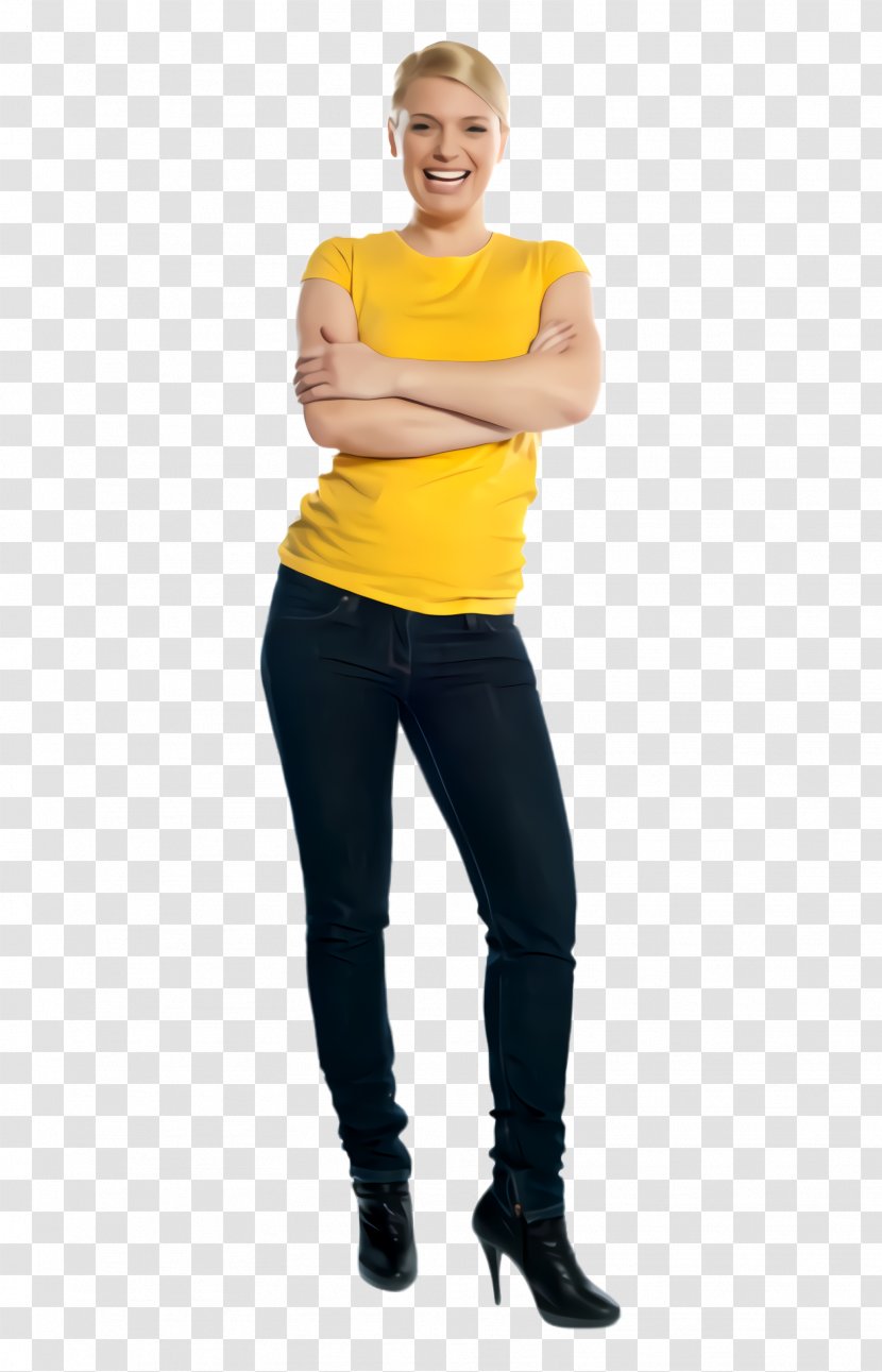 Standing Yellow Clothing Arm Shoulder - Leg Gesture Transparent PNG