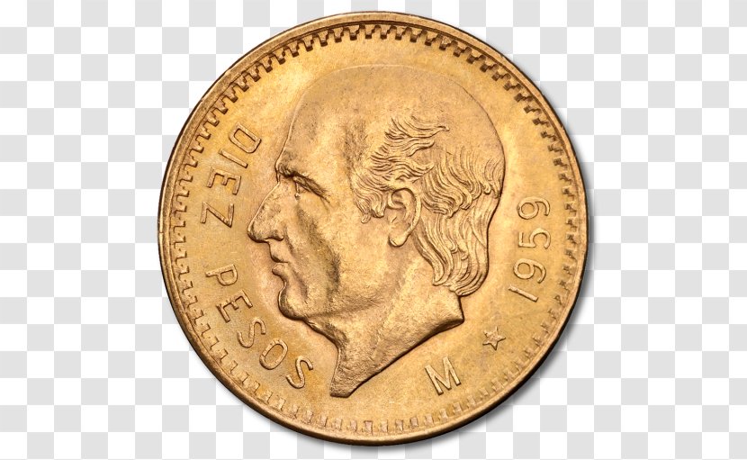 Dime Coin Mexican Peso Mexico Gold - Mint Transparent PNG