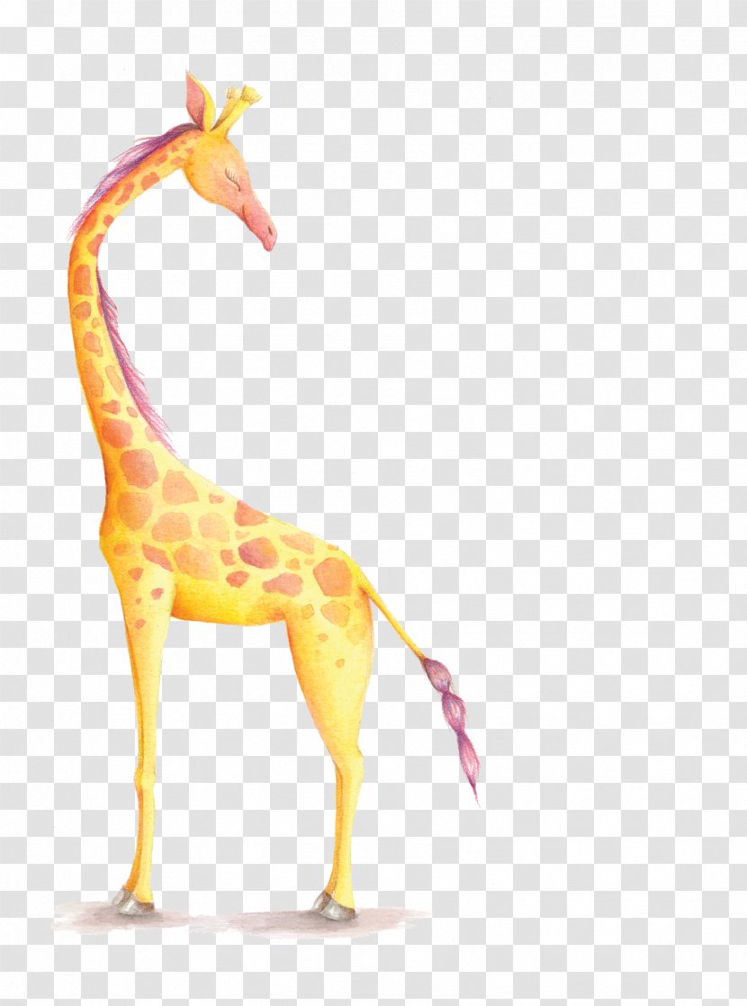 Paper Watercolor Painting Greeting Card Child Illustration - Pink - Hand-painted Cartoon Giraffe Transparent PNG