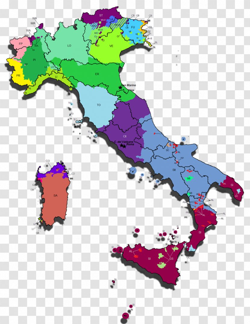 Italy Linguistic Map - Area Transparent PNG