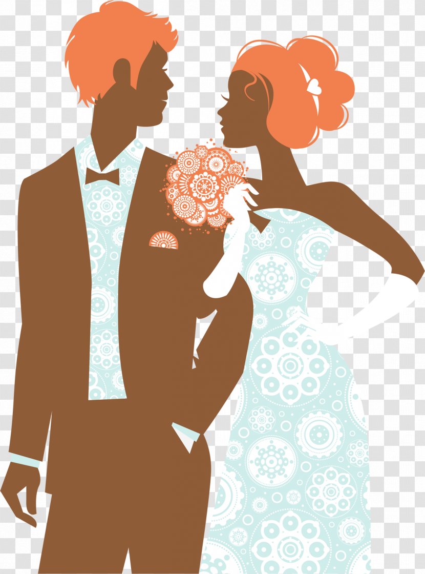 Wedding Invitation Drawing - Hug - Hand Drawn Silhouette Bride And Groom Transparent PNG